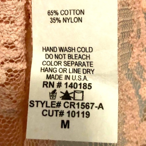 Lovely 153 Boho Pink Short Sleeve Lace Peplum Top Size M - Picture 10 of 11